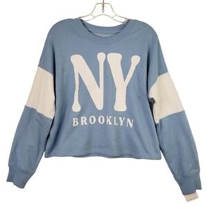 Rebellious One Womens Small Blue NY Brooklyn‎ Graphic Sweatshirt Long Sleeve